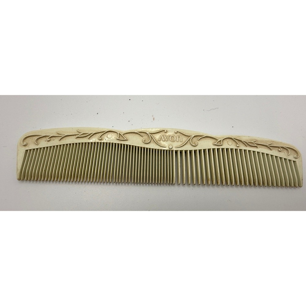 Vintage Avon Cream Plastic Hair Comb Ornate Scroll‎ Vine Victorian Style Retro